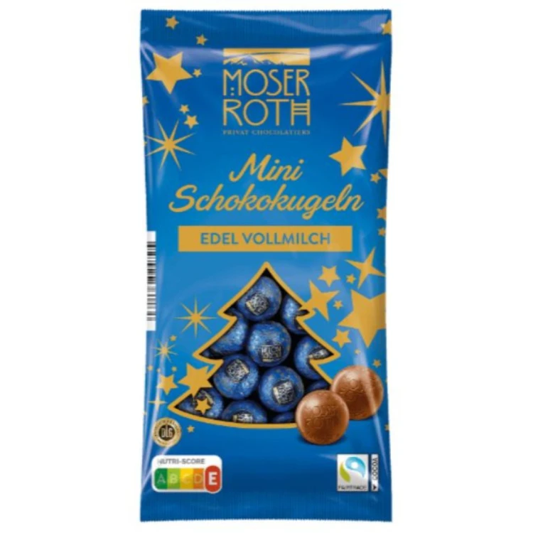 Moser Roth Mini Kulki Świąteczne Mleczna Czekolada 150g Mikołaj
