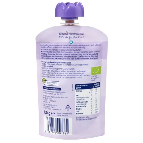 Babylove Bio Malina I Jagoda W Jabłku Z Kaszką Manną 100g po 1 r.jpg