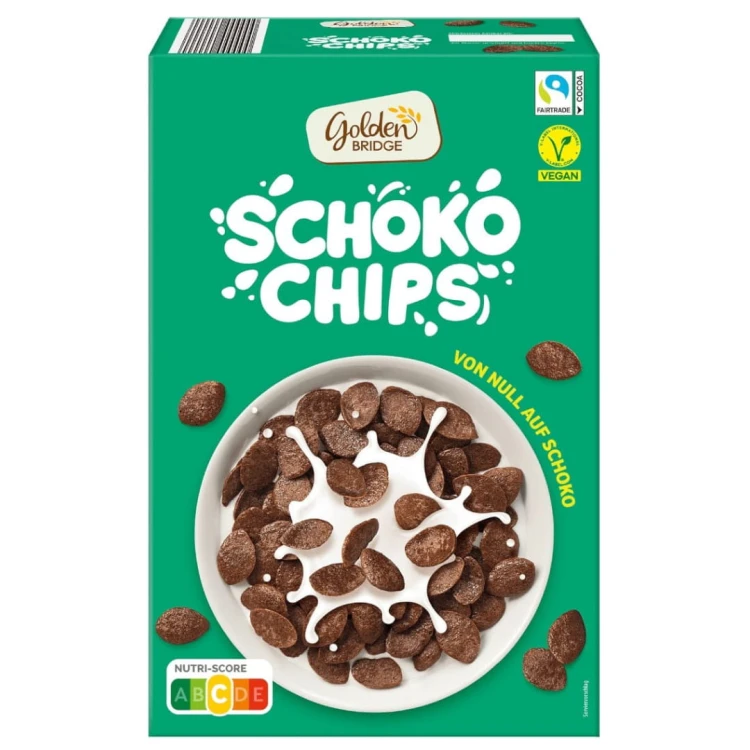 Golden Bridge Płatki Do Mleka Czekoladowe Muszelki 750g Schoko Chips.jpg