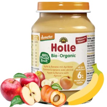Holle Bio Ekologiczny Deser Owocowy Jabłko Banan Morela 6m.jpg