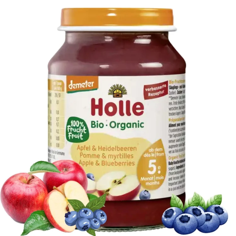 Holle Bio Ekologiczne Owoce Jabłko Jagoda Leśna 5m 190g Deser Owocowy.jpg