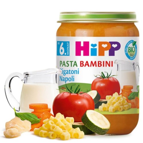 Hipp Bio Warzywne Rigatoni Napoli Bez Mięsa Po 6m Obiadek Pasta Bambini