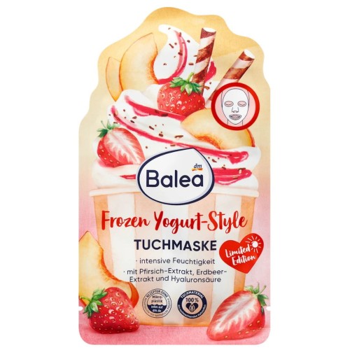 Balea Frozen Yogurt Maska W Płacie Brzoskwinia Truskawka Kwas Hialuronowy
