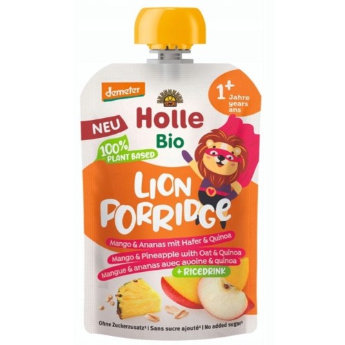 Holle Bio Mus Owocowy Z Napojem Ryżowym Mango Ananas I Komosa Bez Cukru