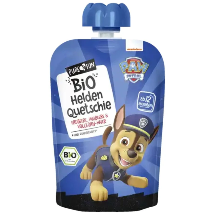Pure Fun Psi Patrol Bio Mus Owocowy Truskawka Malina Owies Bez Cukru 12 m