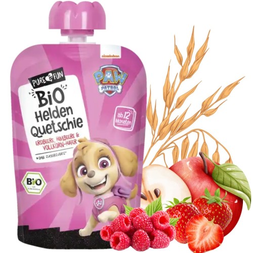 Pure Fun Psi Patrol Bio Mus Owocowy Truskawka Malina Owies Bez Cukru 12 m