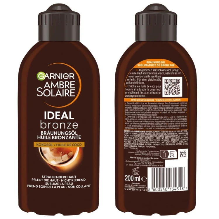 Garnier Ambre Solaire Olejek Brązujący Kokosowy 200ml Na Słońce