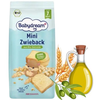 Babydream Mini Sucharki Pszenne Bez Mleka I Cukru 7m Ciasteczka do Rączki