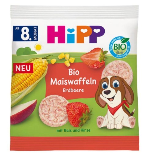 Hipp Bio Wafelki Kukurydziano Jaglane Truskawkowe Chrupki Bez Glutenu 8m