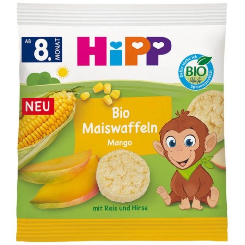 Hipp Bio Wafelki Kukurydziano Jaglane Z Mango Chrupki Bez Glutenu 8m