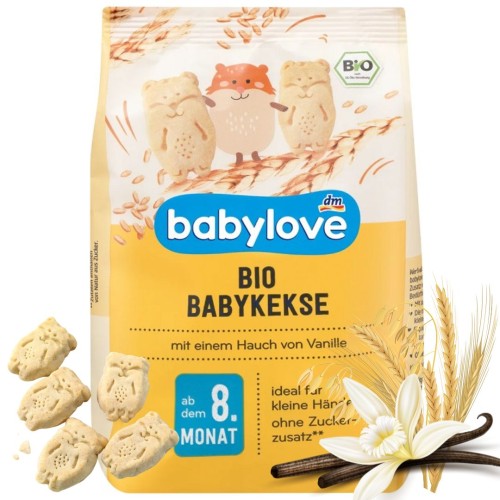 Babylove Bio Keksy Waniliowe Ciasteczka Dla Dzieci Bez Cukru Przekąska 8m