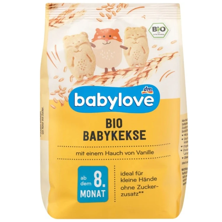 Babylove Bio Keksy Waniliowe Ciasteczka Dla Dzieci Bez Cukru Przekąska 8m