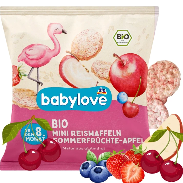 Babylove Bio Wafelki Ryżowe O Smaku Letnich Owoców Z Witaminą B 8m