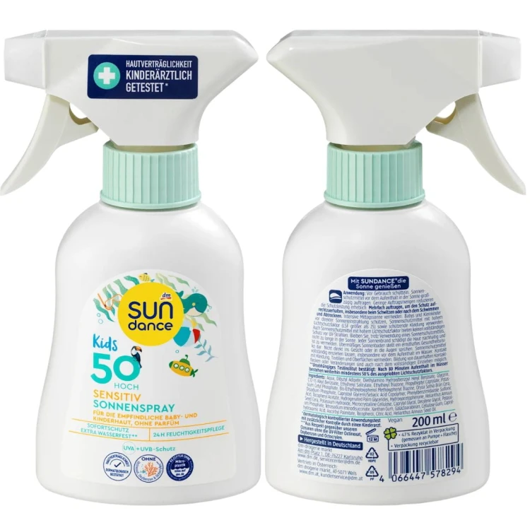 Sundance Kids Sensitive Mleczko Spray Na Słońce Dla Dzieci Filtr 50+UVA UVB