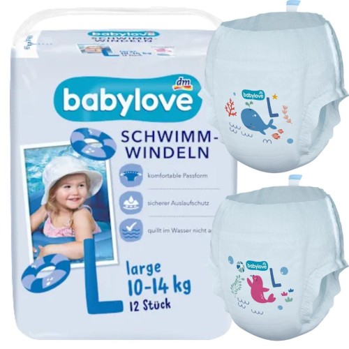 Babylove Pieluszki Do Pływania Pieluchomajtki Na Basen L 10-14 kg 12 szt