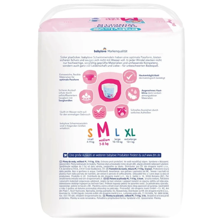 Babylove Pieluszki Do Pływania Pieluchomajtki Na Basen Roz. M 7-11 kg 12 szt
