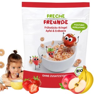 Freche Bio Oponki Do Mleka 125G Truskawkowe Płatki Na Śniadanie Bez Cukru