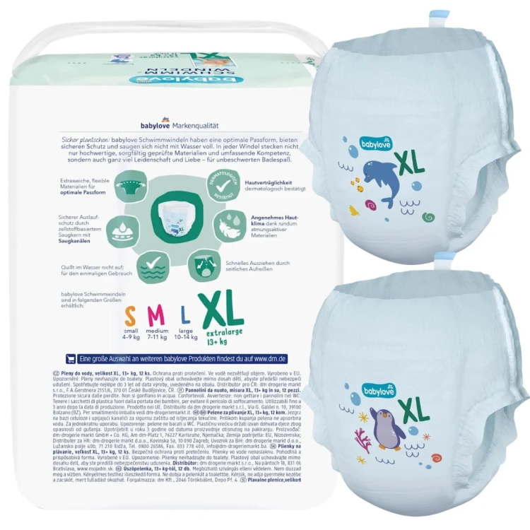 Babylove Pieluszki Do Pływania Pieluchomajtki Na Basen Xl 13+kg 12szt
