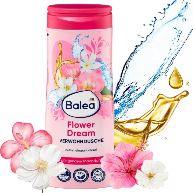 Balea Flower Dream Żel Pod Prysznic Kwiatowy Z Olejkiem Macadamia 300 ml