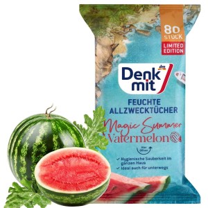 Denkmit Magic Summer Mokre Ściereczki XXL Chusteczki Czyszczące Arbuz 80 szt