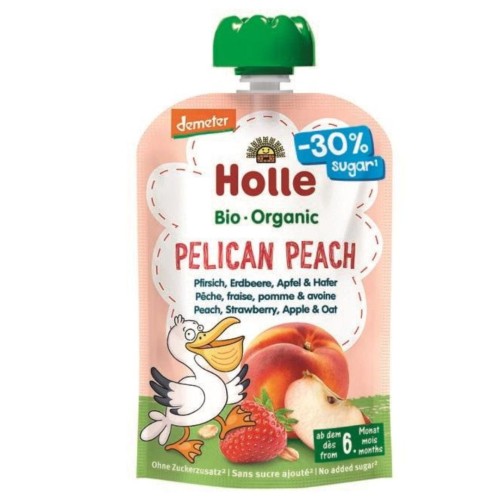 Holle Pelican Peach Mus Owocowy Brzoskwinie Truskawki Owies Mniej Cukru