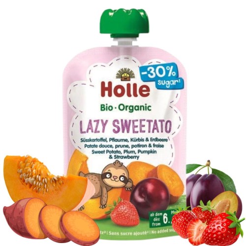 Holle Lazy Sweetato Mus Owocowy Bataty Śliwki Dynia Truskawki Mniej Cukru