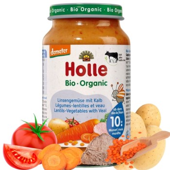 Holle Bio Warzywa Z Soczewicą I Cielęciną Obiadek Danie Dla Niemowląt 10 m