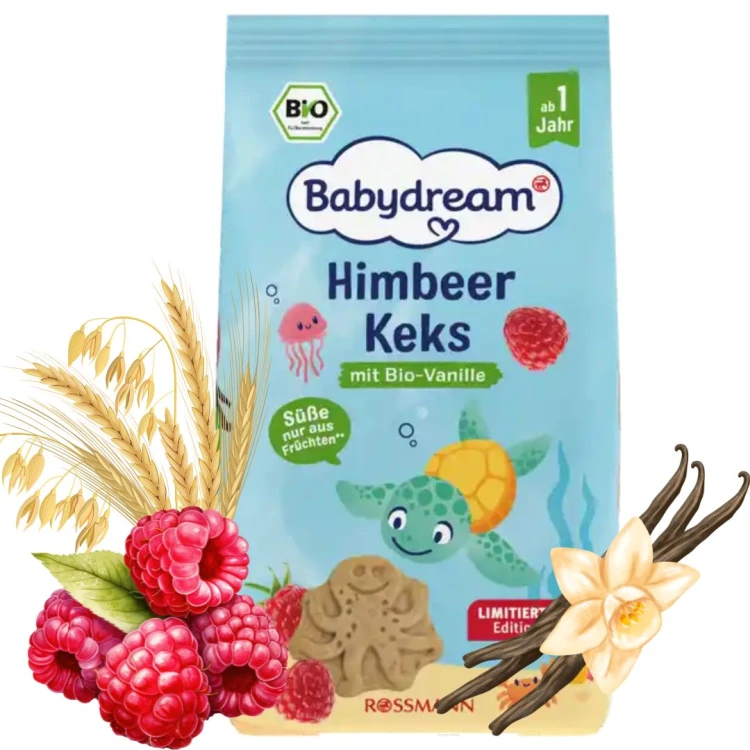Babydream Bio Keksy Dla Dzieci Zwierzęta Morskie Malinowe 125g Bez Cukru Po 1 Roku