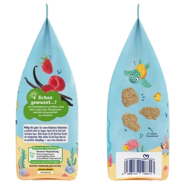 Babydream Bio Keksy Dla Dzieci Zwierzęta Morskie Malinowe 125g Bez Cukru Po 1 Roku