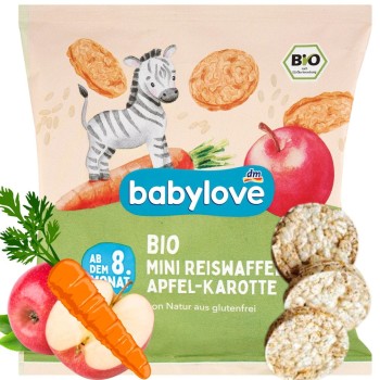 Babylove Bio Mini Wafelki Ryżowe Z Sokiem Jabłkowym I Marchewką Witaminą B1