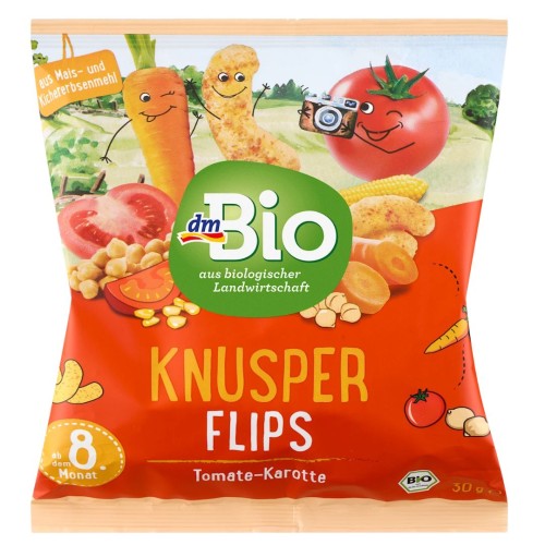 Dm Bio Chrupki Flipsy Pomidorowe Kukurydza Z Soczewicą I Marchew Dla Dzieci