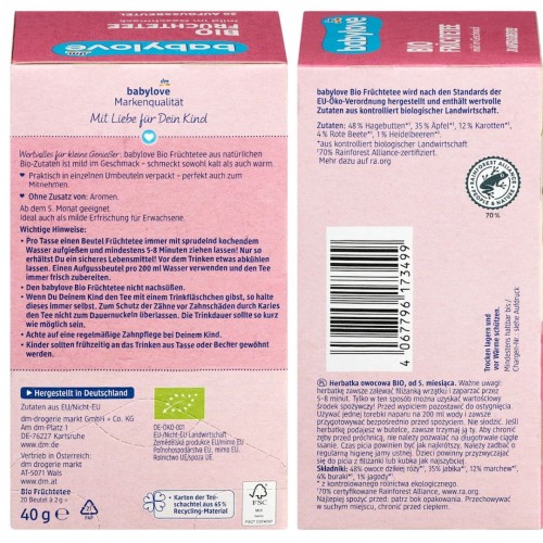 Babylove Bio Herbatka Owocowa Dla Dzieci Z Dziką Różą W Saszetkach 20szt