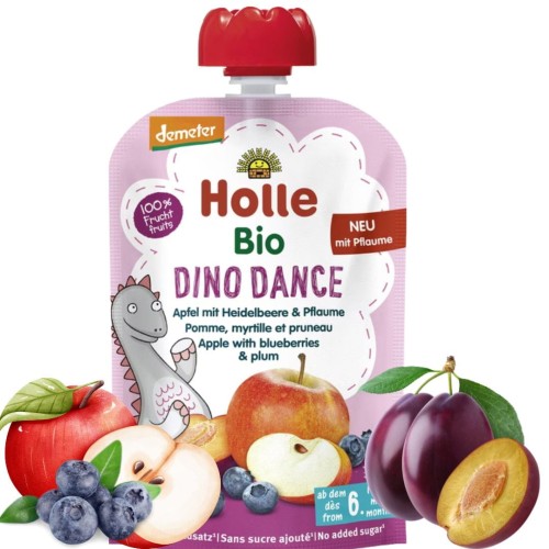Holle Bio Dino Dance Jabłko Jagoda Śliwka W Saszetce 6m Mus Owocowy