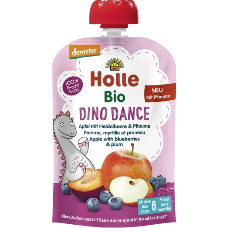 Holle Bio Dino Dance Jabłko Jagoda Śliwka W Saszetce 6m Mus Owocowy