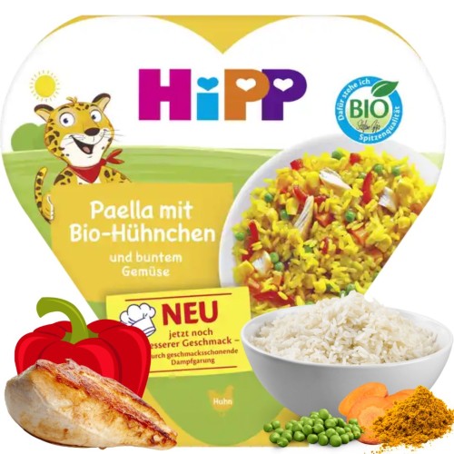 Hipp Bio Paela Z Kolorowymi Warzywami Ryżem I Kurczakiem 250g Obiadek Po 1r