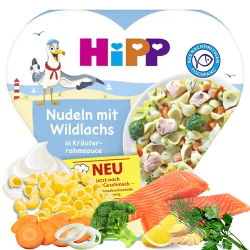 Hipp Bio Makaron Muszelki Z Łosoiem W Sosie Ziołowym Z Brokułami 250g Po 1r
