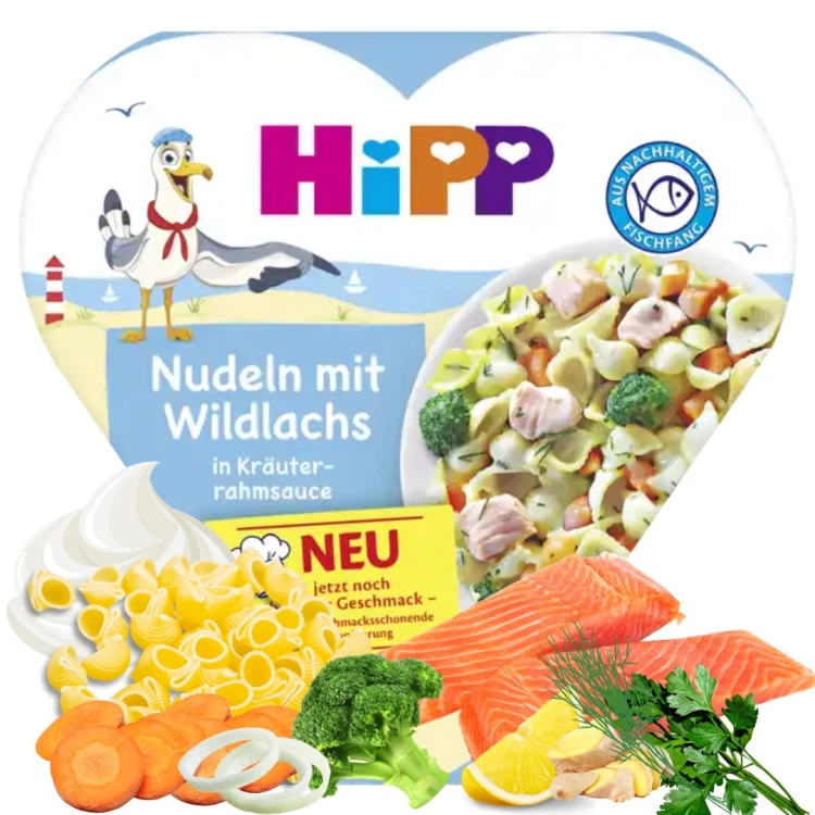 Hipp Bio Makaron Muszelki Z Łosoiem W Sosie Ziołowym Z Brokułami 250g Po 1r