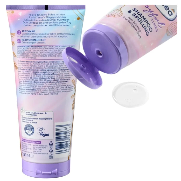 Balea Joyful Szampon I Odżywka Do Włosów 250 Ml Kwiatowo Owocowy Zapach