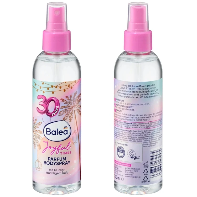 Balea Joyful Mgiełka Do Ciała Spray Perfumowany Kwiatowy Delikatny Zapach