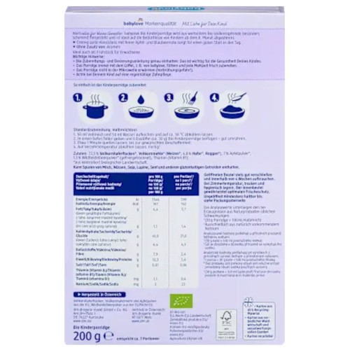 Babylove Bio Porridge Owsianka Jagodowa Z Jabłkami 8m Musli Bez Mleka
