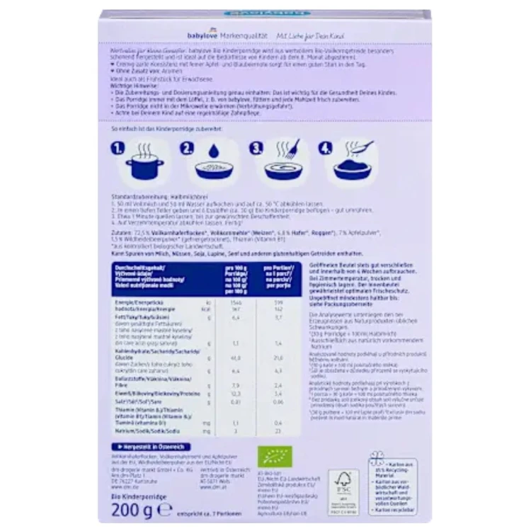 Babylove Bio Porridge Owsianka Jagodowa Z Jabłkami 8m Musli Bez Mleka