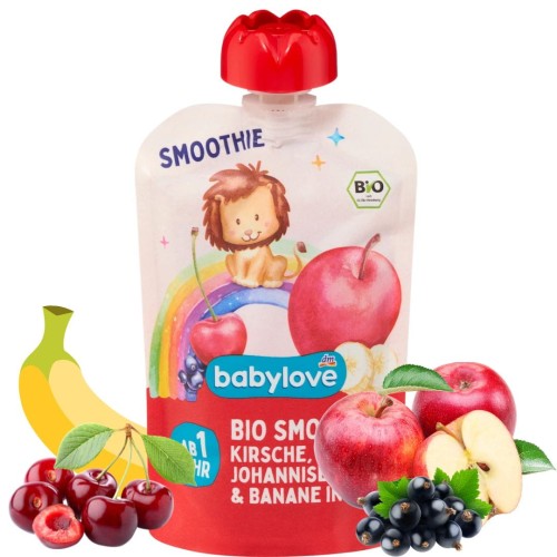Babylove Bio Smoothie W Saszetce Wiśnia Porzeczka Banan Jabłko 1+