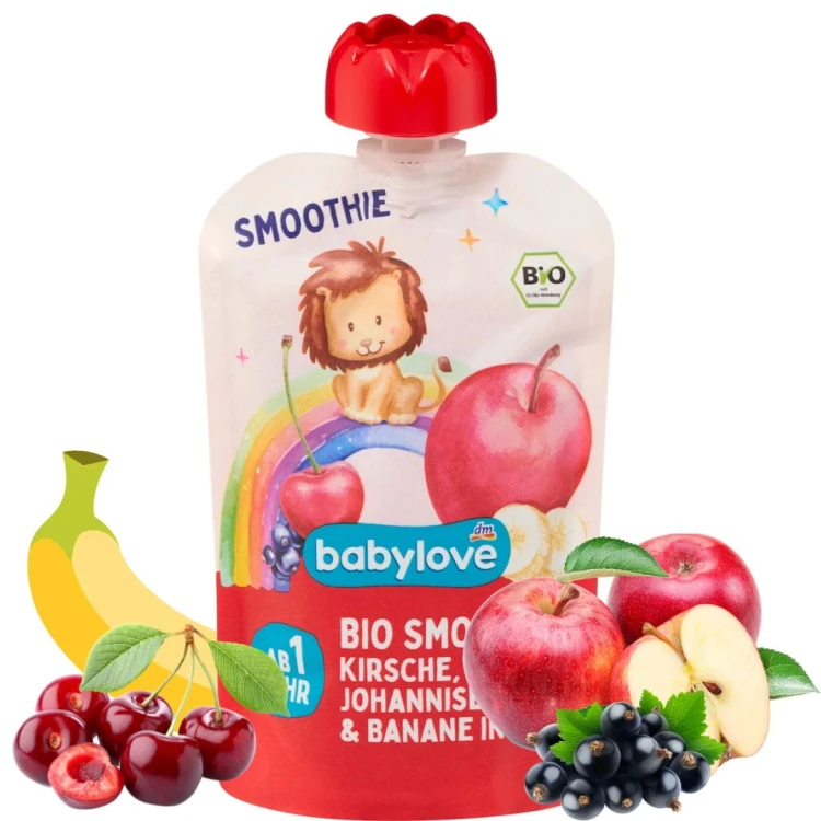 Babylove Bio Smoothie W Saszetce Wiśnia Porzeczka Banan Jabłko 1+