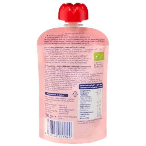Babylove Bio Smoothie W Saszetce Wiśnia Porzeczka Banan Jabłko 1+