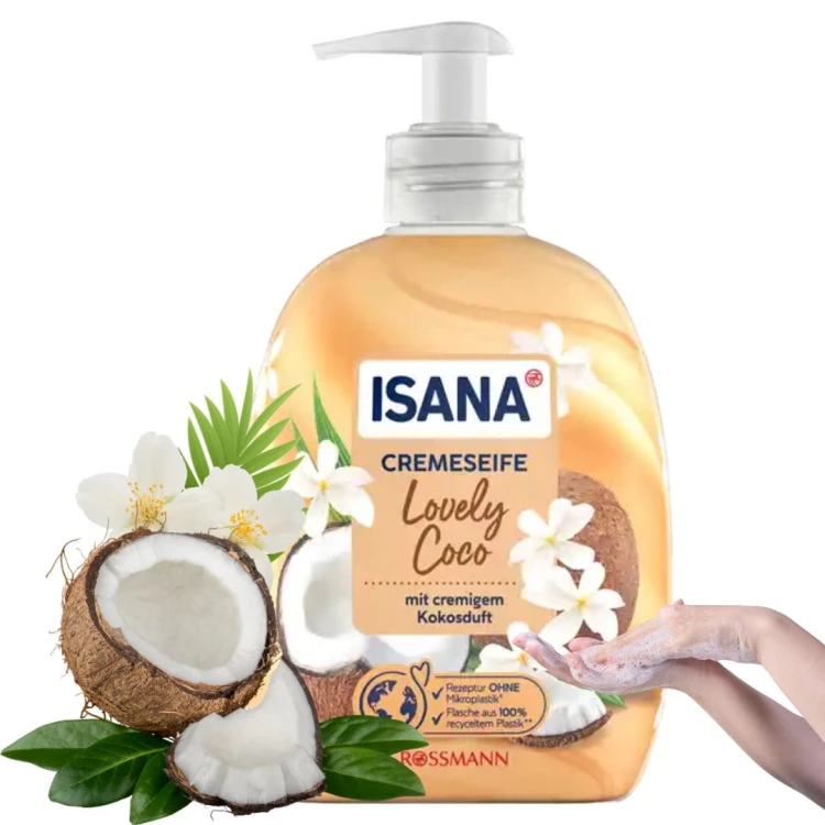 Isana Lovely Coco Delikatne Mydło Z Pompką Zapach Kokos Białe Kwiaty 500 ml