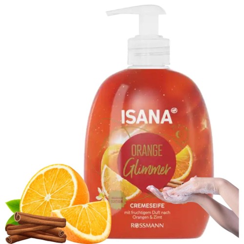 Isana Orange Glimmer Mydło Pierniczkowe Z Pompką Zimowe Pomarańcza Cynamon
