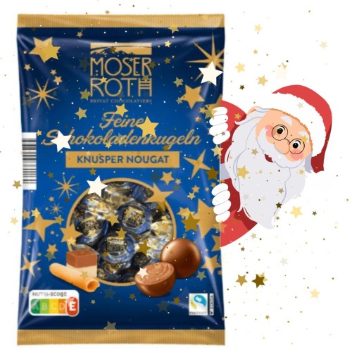 Moser Roth Świąteczne Chrupiące Kule Knusper Nugat 150g Mikołaj