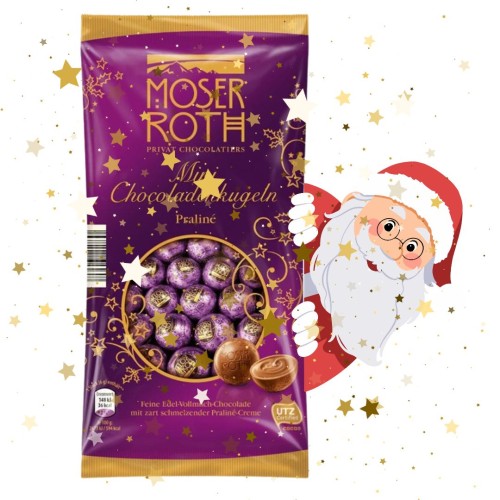 Moser Roth Świąteczne Mini Kulki Czekoladowe Pralinowe 150g Mikołaj