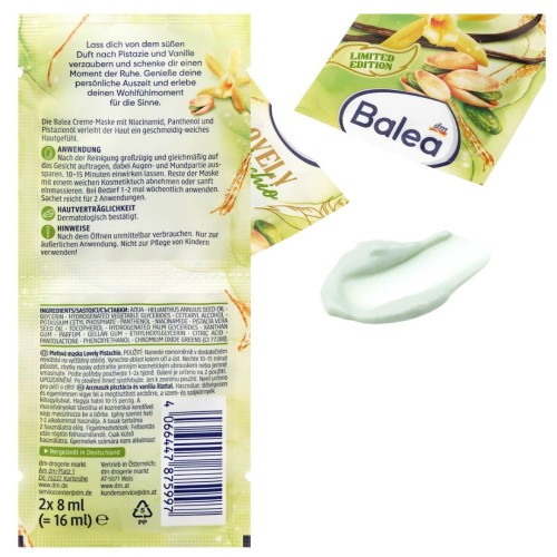 Balea Lovely Pistachio Maseczka Pielęgnacyjna Do Twarzy Pistacje Wanilia