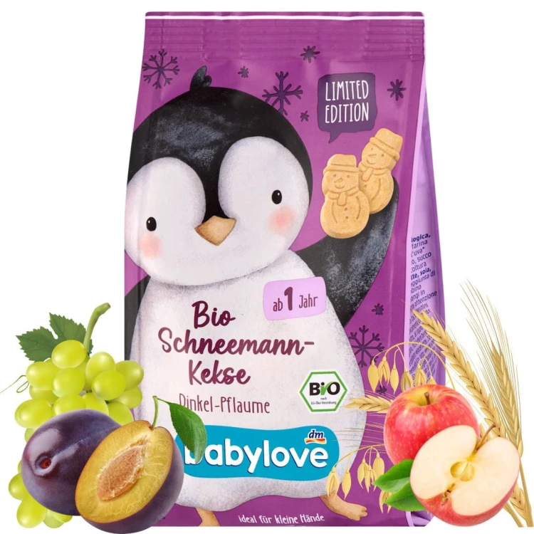 Babylove Bio Keksy Bałwanki Orkiszowe Ciasteczka Zimowe Śliwka Ekologiczne